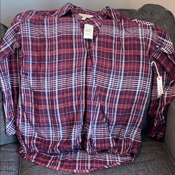 NWT Jessica Simpson plaid pullover nursing top - Picture 5 of 8